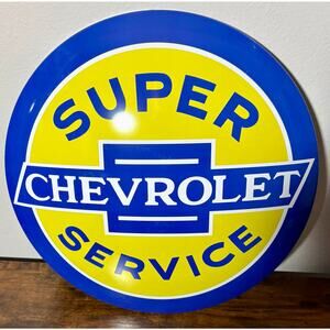 Chevrolet Super Service 16" Licensed Domed Metal Sign - Bar, Man Cave, Garage
